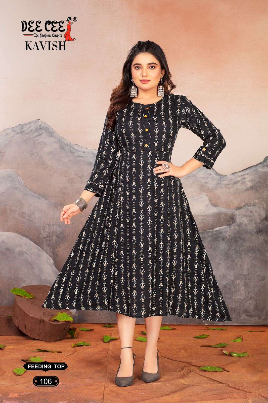 KAVISH BY DEE CEE 1001 TO 1006 SERIES DESIGNER FANCY RAYON PRINT KURTIS