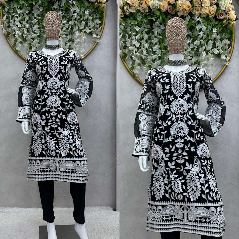 KD-1452 BY ASLIWHOLESALE DESIGNER FACNY FAUX GEORGETTE PRINT KURTIS