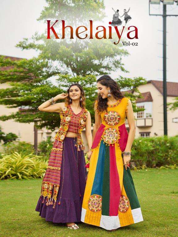 KHELAIYA VOL-2 BY ASLIWHOLESALE HEAVY KHADI COTTON NAVRATRI LEHENGAS