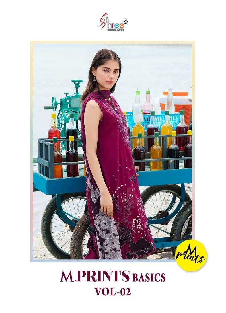 M.PRINTS BASICS VOL-02 BY SHREE FABS 3661 TO 3668 SERIES PAKISTANI COTTON DRESSES