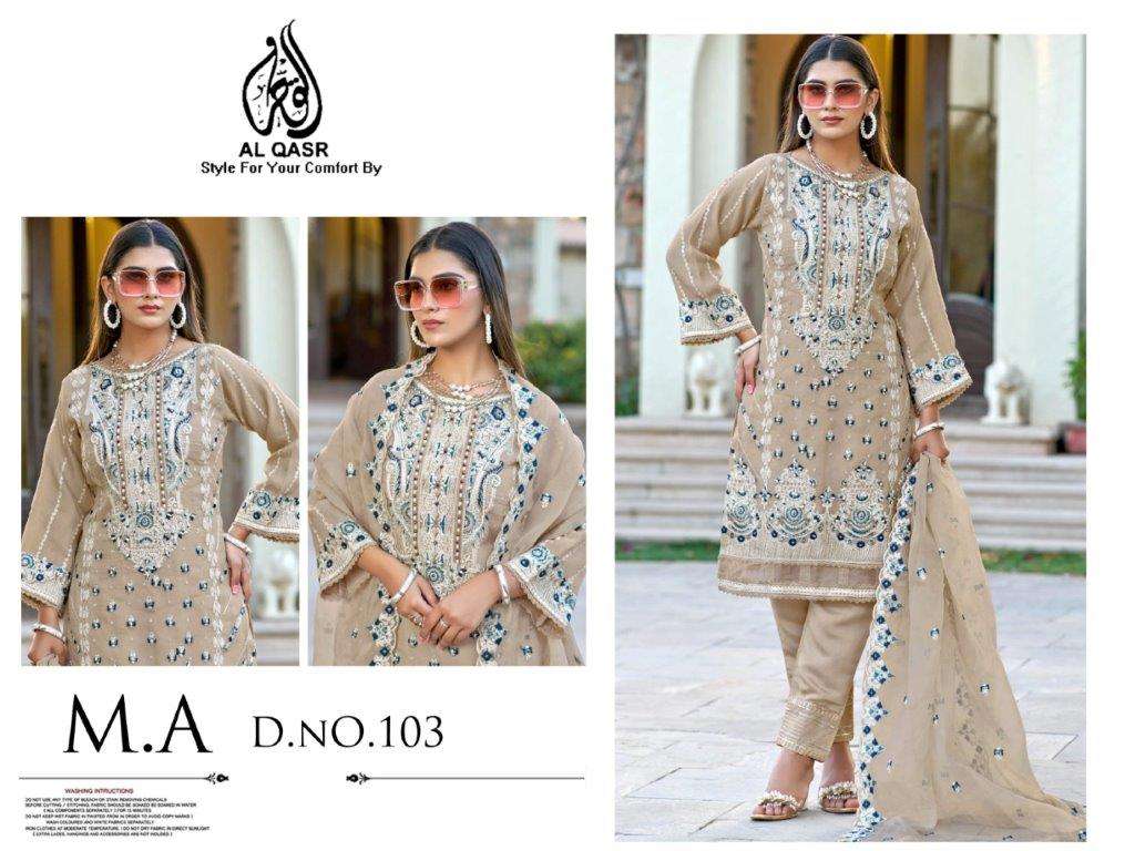 MA-103 COLOURS BY AL QASR DESIGNER VISCOSE ORGANZA PAKISTANI DRESSES