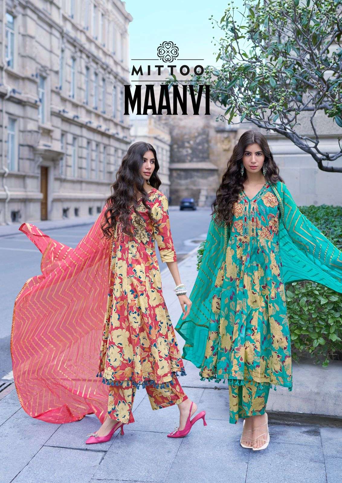 MAANVI BY MITTOO 1001 TO 1004 SERIES COOTON WEAVING STITCHED DRESSES