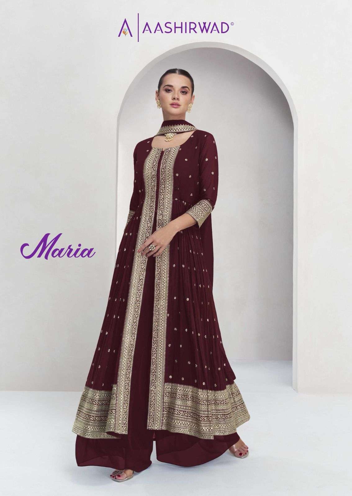 MARIA BY AASHIRWAD CREATION 11023 TO 11026 SERIES REAL GEORGETTE DRESSES