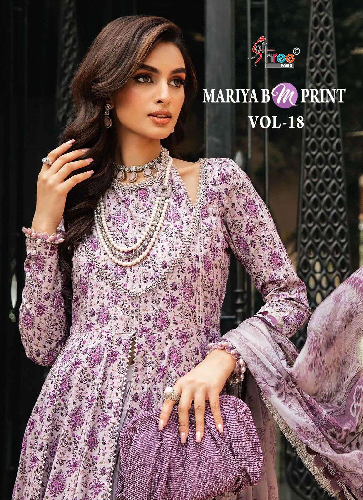 MARIYA B M PRINT VOL-18 BY SHREE FABS 3655 TO 3661 SERIES COTTON PAKISTANI DRESSES