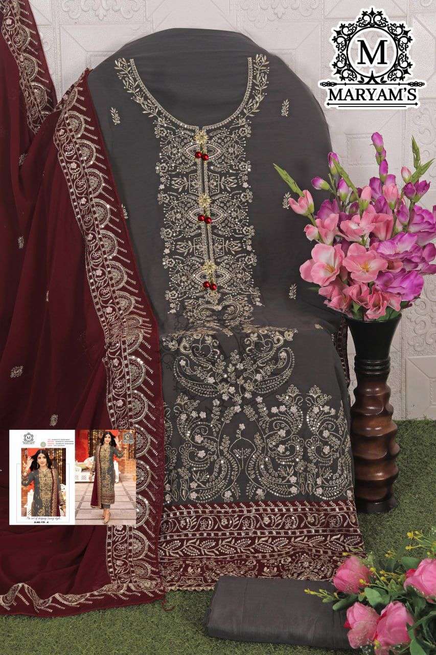 MARYAMS 179 COLOURS BY ASLIWHOLESALE HEAVY FAUX GEORGETTE WORK DRESSES