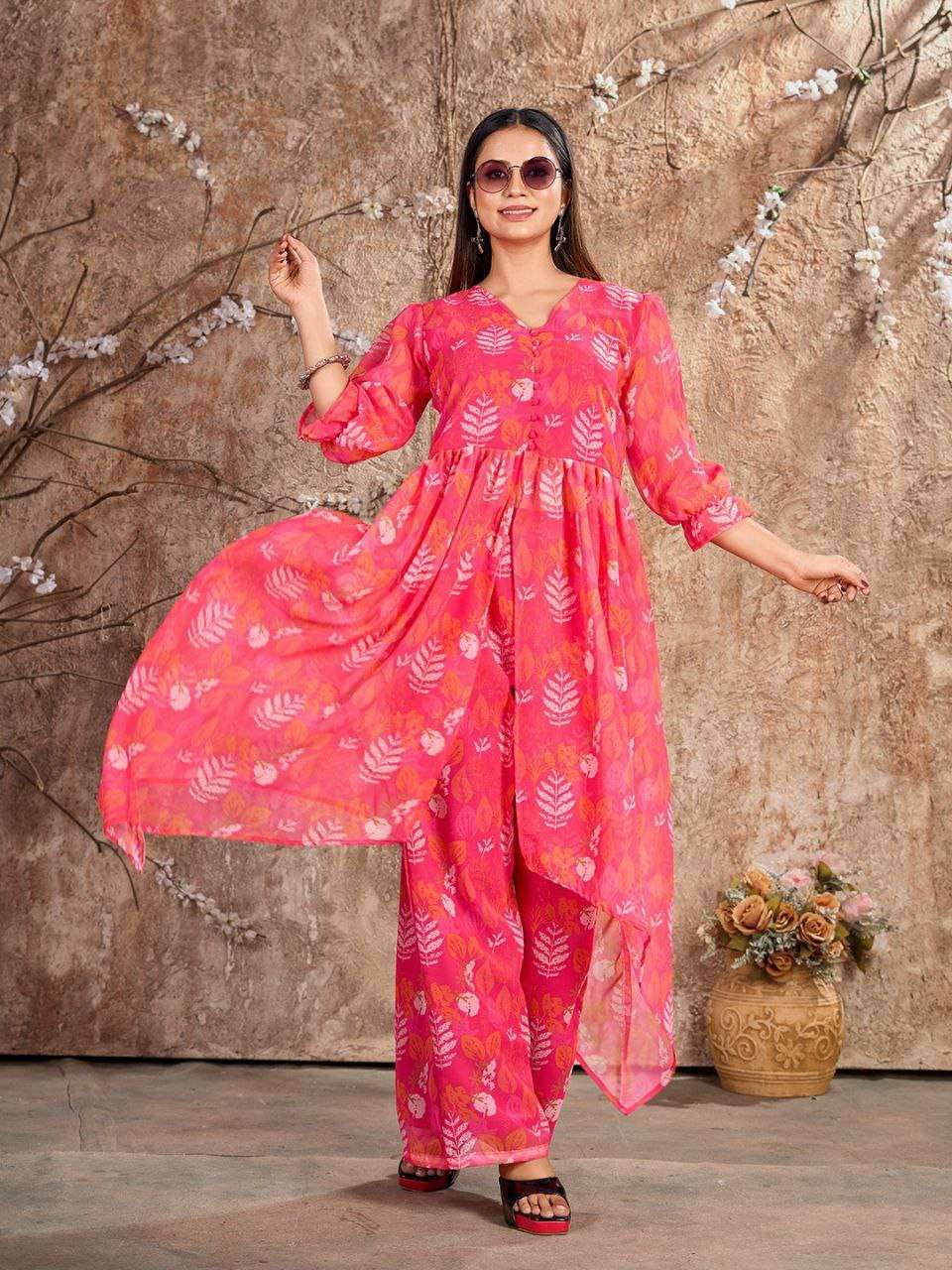 MC-1024 BY ASLIWHOLESALE DESIGNER FACNY GEORGETTE PRINTED KURTIS PANTS