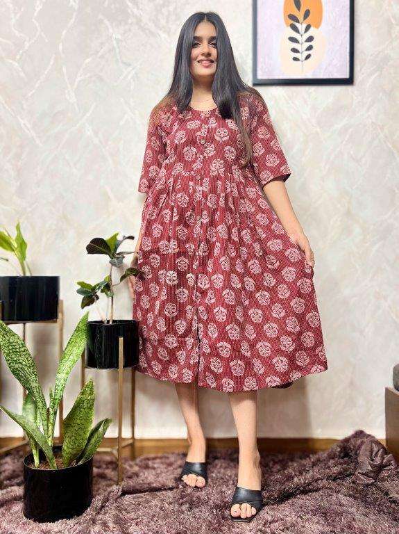 MONICA VOL-55 BY ASLIWHOLESALE DESIGNER FACNY CAMBRIC COTTON PRINT KURTIS