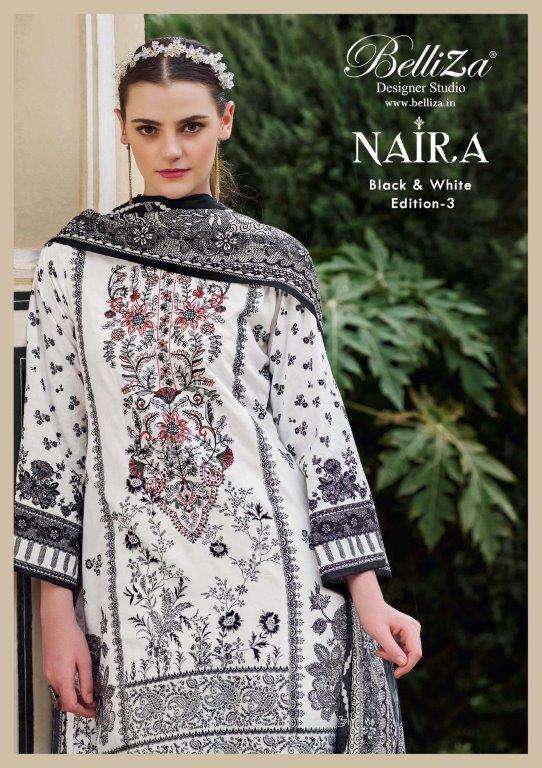 NAIRA BLACK & WHITE-3 BY BELLIZA 937-001 TO 937-006 SERIES COTTON EMBROIDERY DRESSES