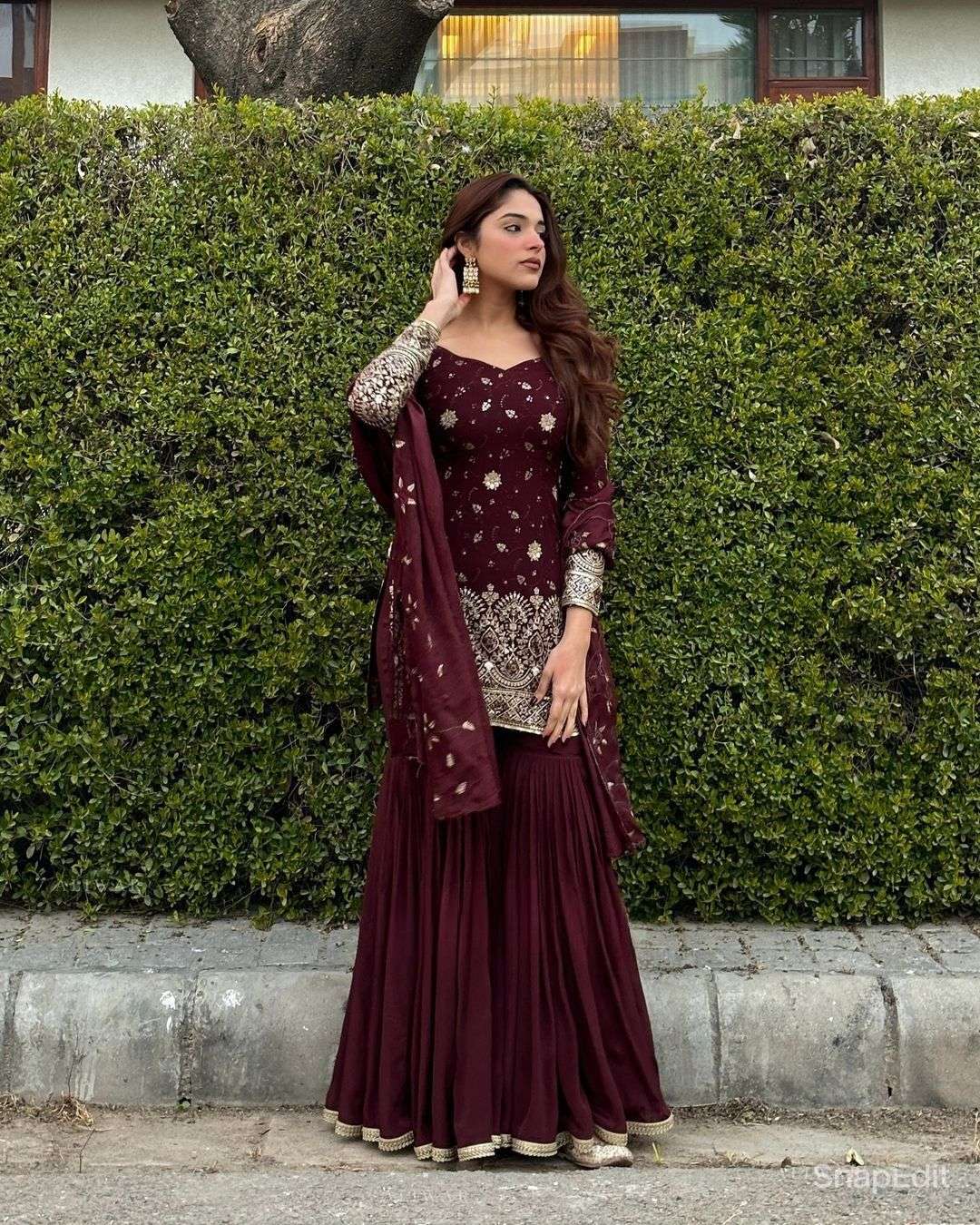 ND-5006 BY ASLIWHOLESALE DESIGNER FACNY CHINON SILK EMBROIDERY DRESSES