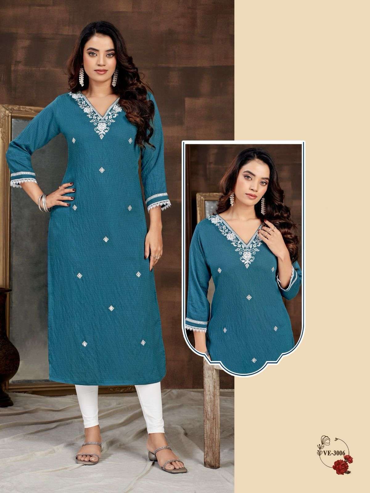 NIMITA VOL-146 BY ASLIWHOLESALE DESIGNER FACNY PURE VISCOSE WORK KURTIS