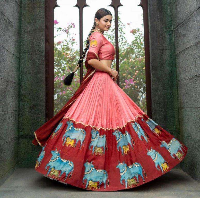 PC-418 COLOURS BY ASLIWHOLESALE DESIGNER FANCY CHINON PRINTED LEHENGAS