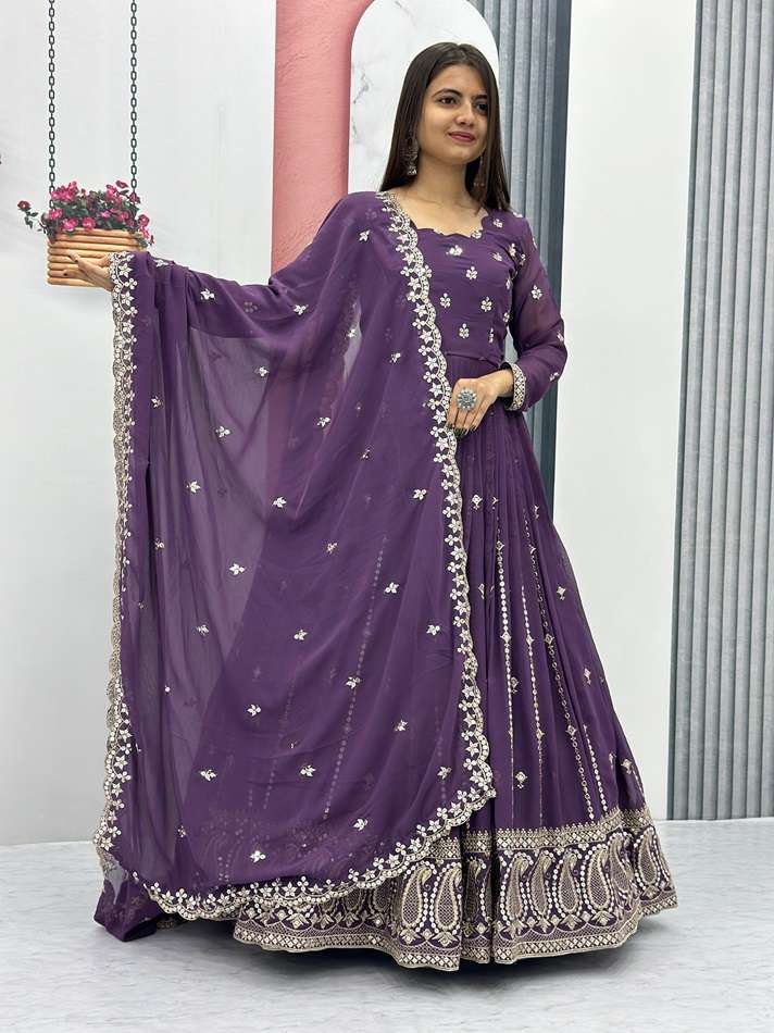 PF-10 HIT DESIGN BY ASLIWHOLESALE DESIGNER FAUX GEORGETTE WORK GOWN