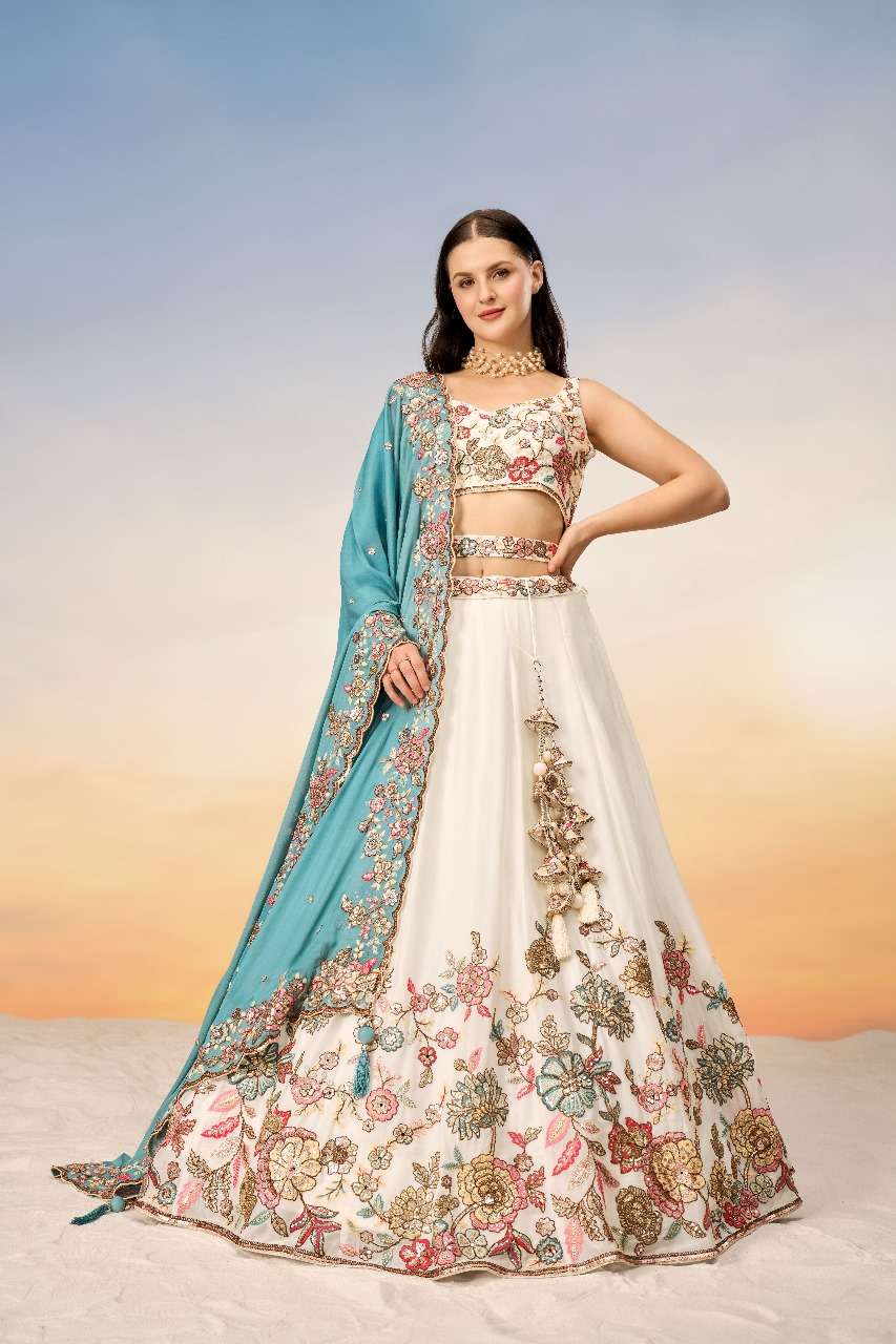 PL 6031 SERIES BY ASLIWHOLESALE DESIGNER FANCY GEORGETTE EMBROIDERY LEHENGAS