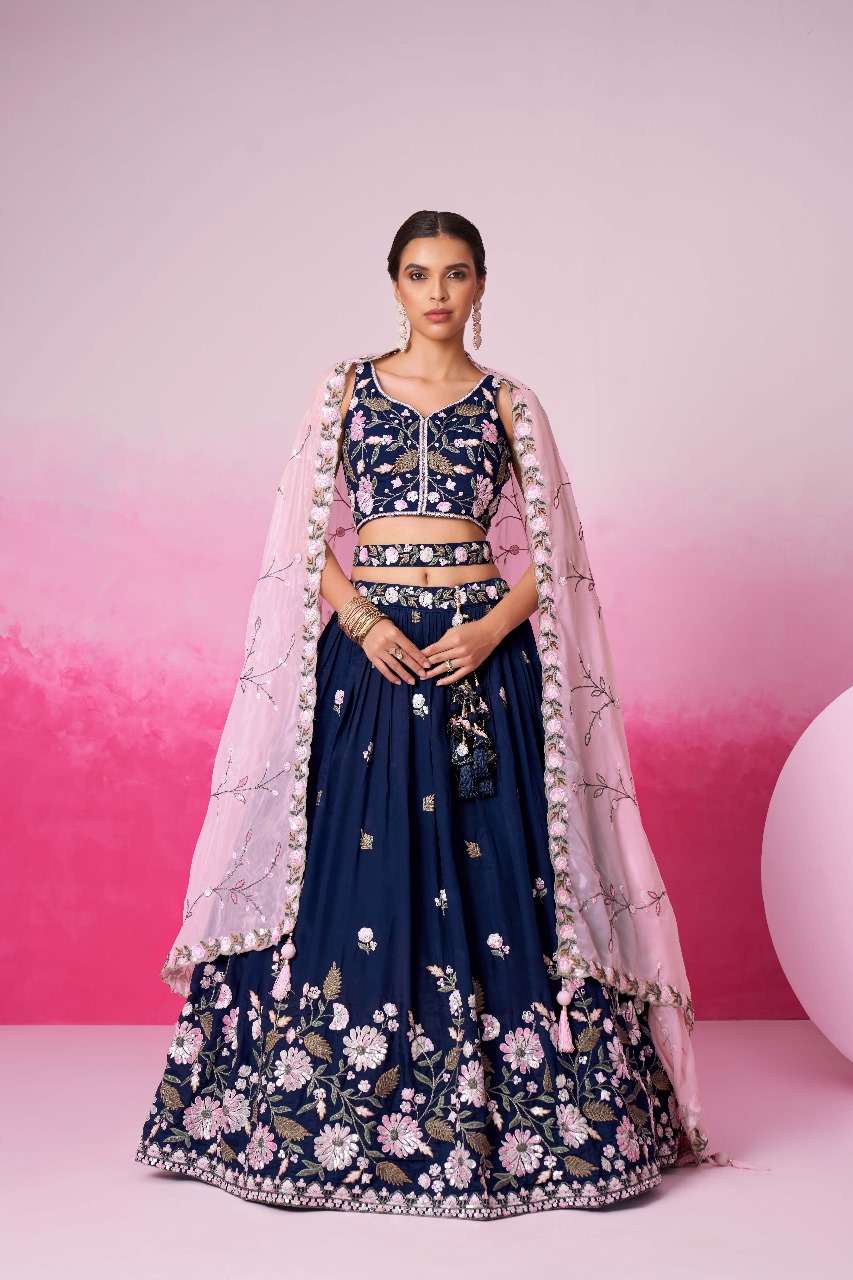 PL 6034 SERIES BY ASLIWHOLESALE DESIGNER FANCY SATIN EMBROIDERY LEHENGAS