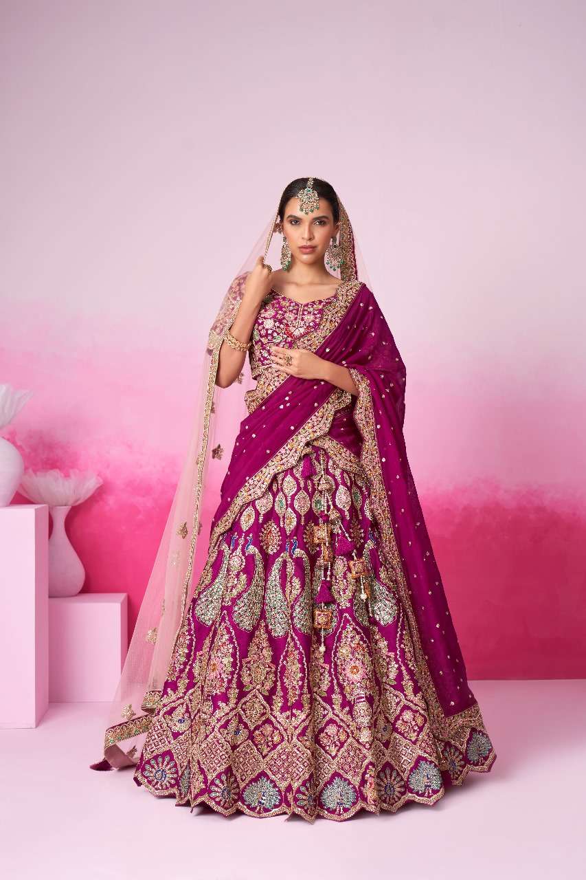 PL 6043 SERIES BY ASLIWHOLESALE DESIGNER FANCY SILK EMBROIDERY LEHENGAS