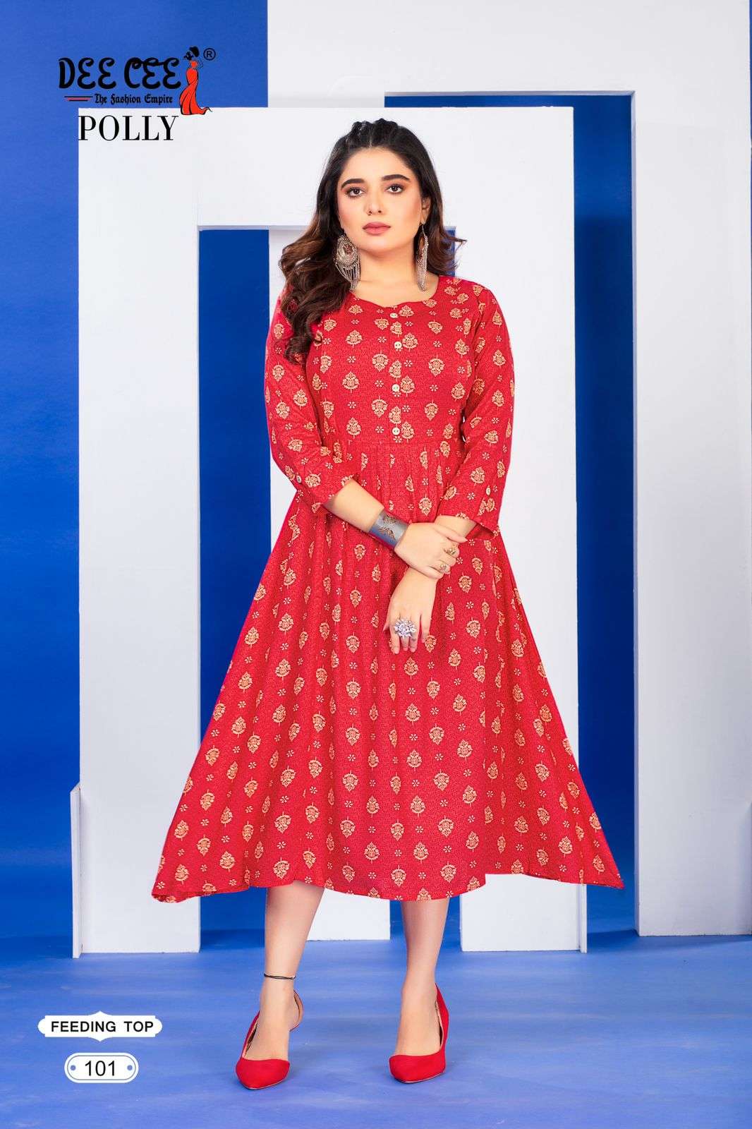 POLLY BY DEE CEE 1001 TO 1006 SERIES DESIGNER FANCY RAYON PRINT KURTIS