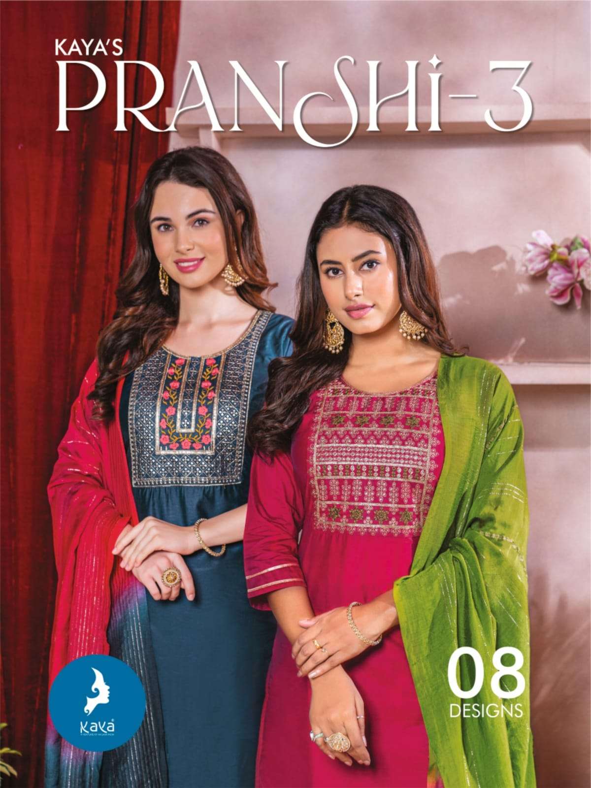 PRANSHI VOL-03 BY KAYA 01 TO 08 SERIES DESIGNER CHANDERI SILK PRINTED DRESSES