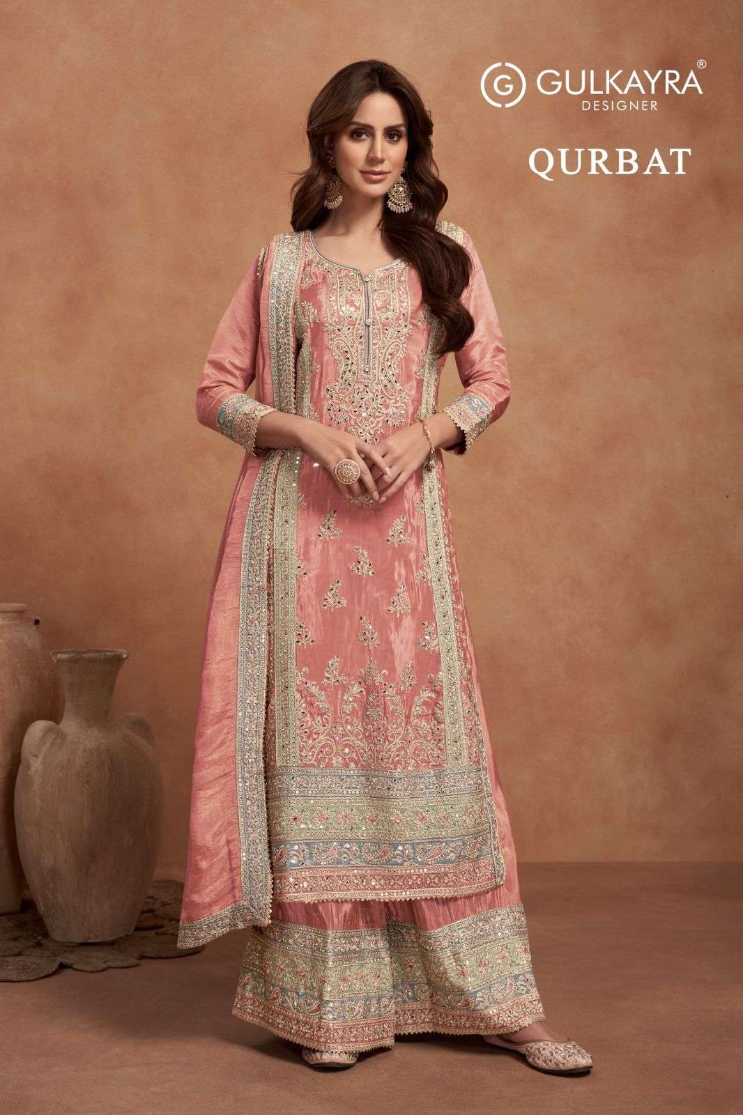 QURBAT BY GULKAYRA 7454 TO 7456 DESIGNER REAL SIMAR SILK WORK DRESSES