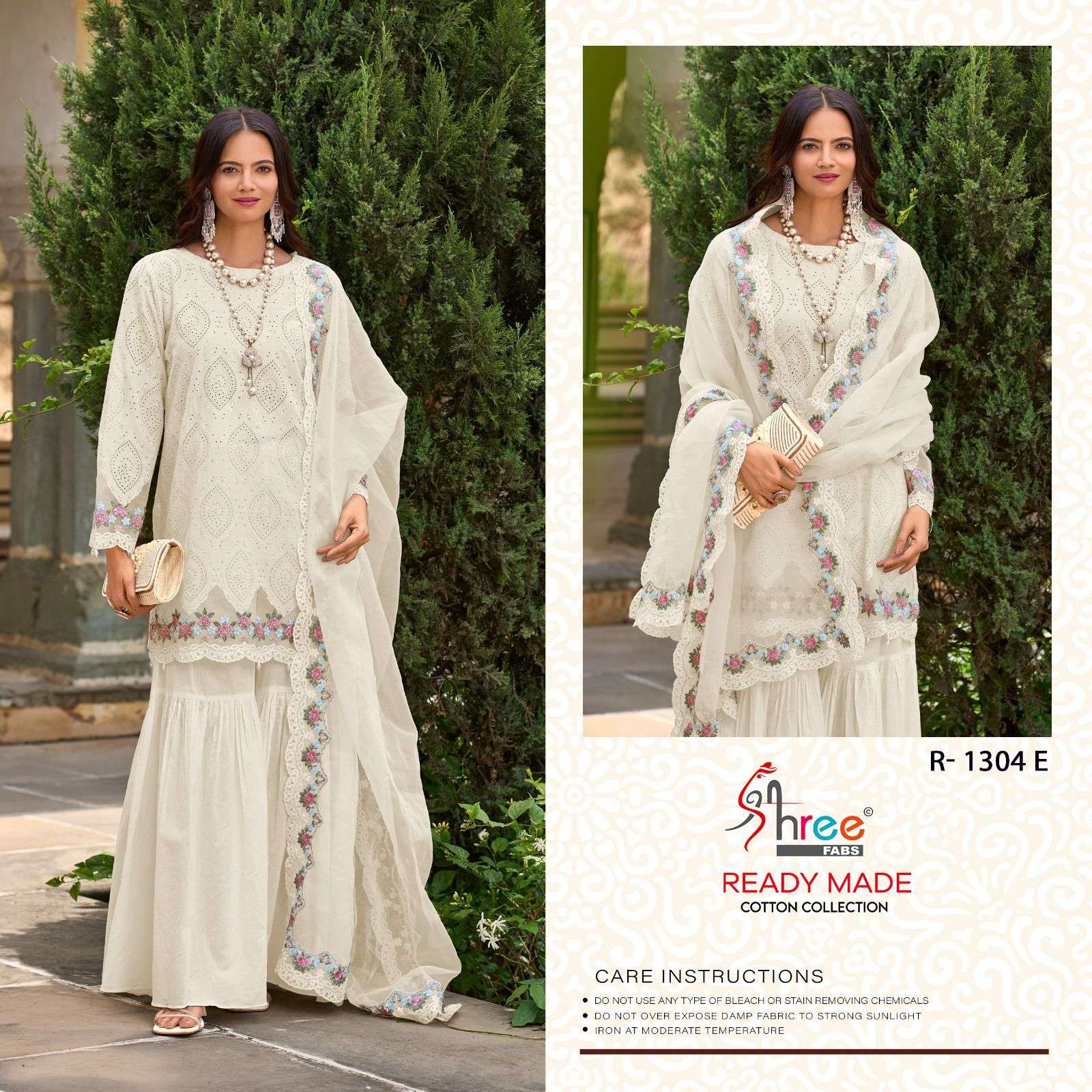 R-1304 NEW COLOURS BY SHREE FABS HEAVY EMBROIDERED CAMBRIC COTTON DRESSES