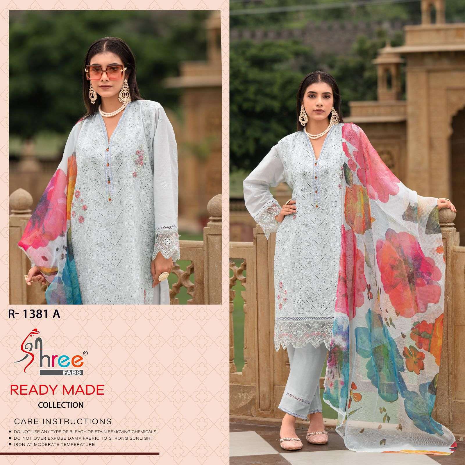 R-1381 COLOURS BY SHREE FABS HEAVY EMBROIDERED CAMBRIC COTTON DRESSES