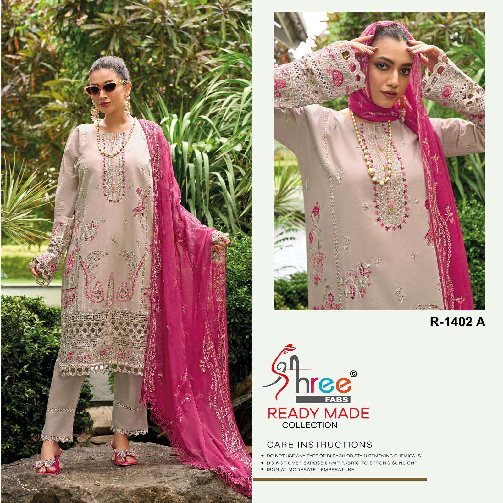 R-1402 COLOURS BY SHREE FABS HEAVY EMBROIDERED CAMBRIC COTTON DRESSES