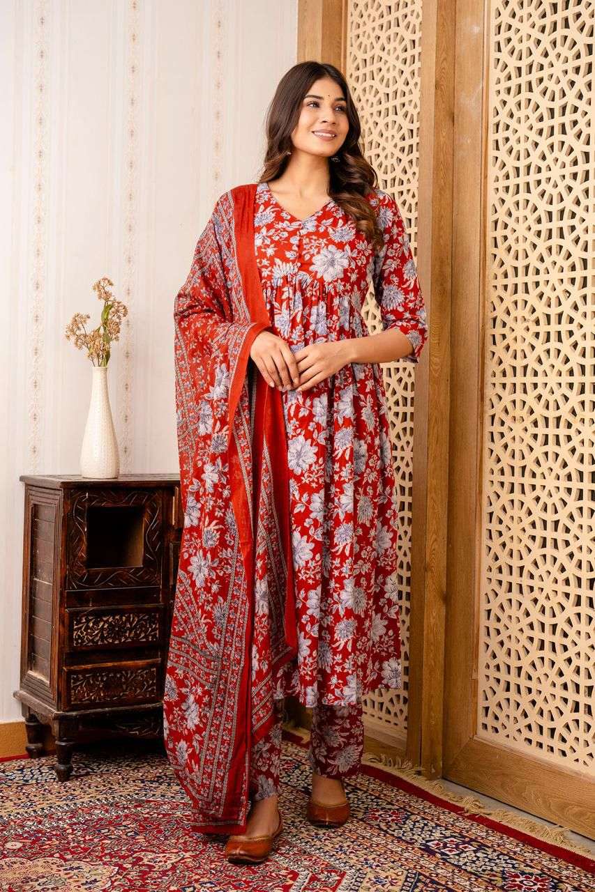 RAMIYA VOL-398 BY ASLIWHOLESALE DESIGNER FACNY COTTON PRINT DRESS 