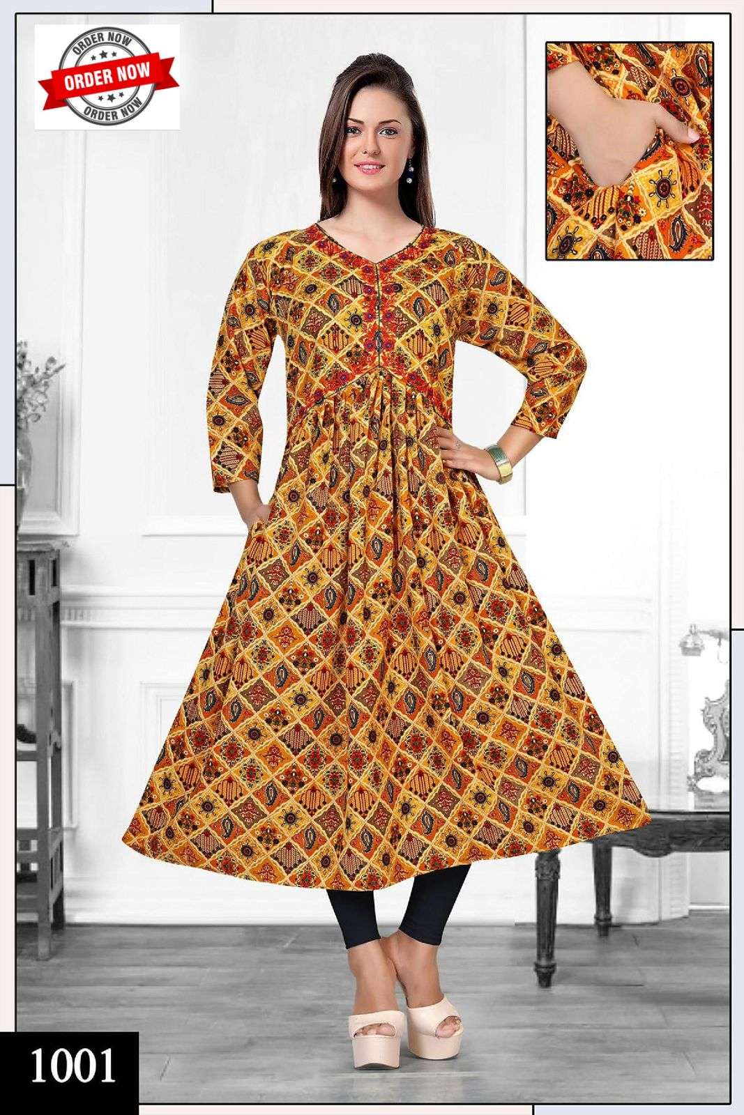 RESHMA BY ASLIWHOLESALE DESIGNER FACNY RAYON PRINT KURTIS