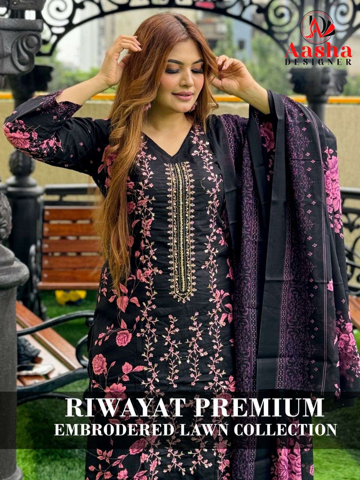 RIWAYAT PREMIUM BY AASHA DESIGNER HEAVY COTTON SELF EMBROIDERY DRESSES