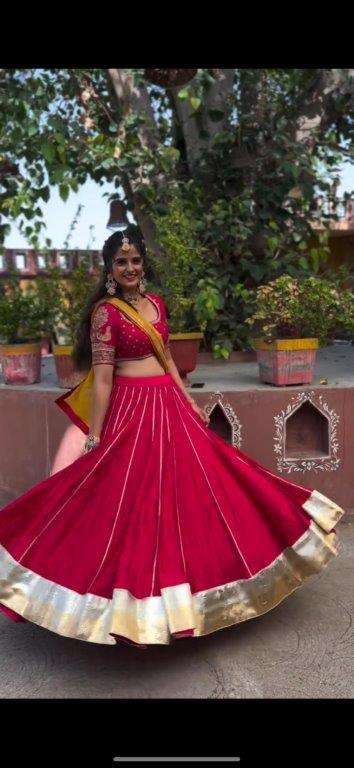 RM-031 BY ASLIWHOLESALE DESIGNER FANCY FAUX GEORGETTE THREAD WORK LEHENGAS