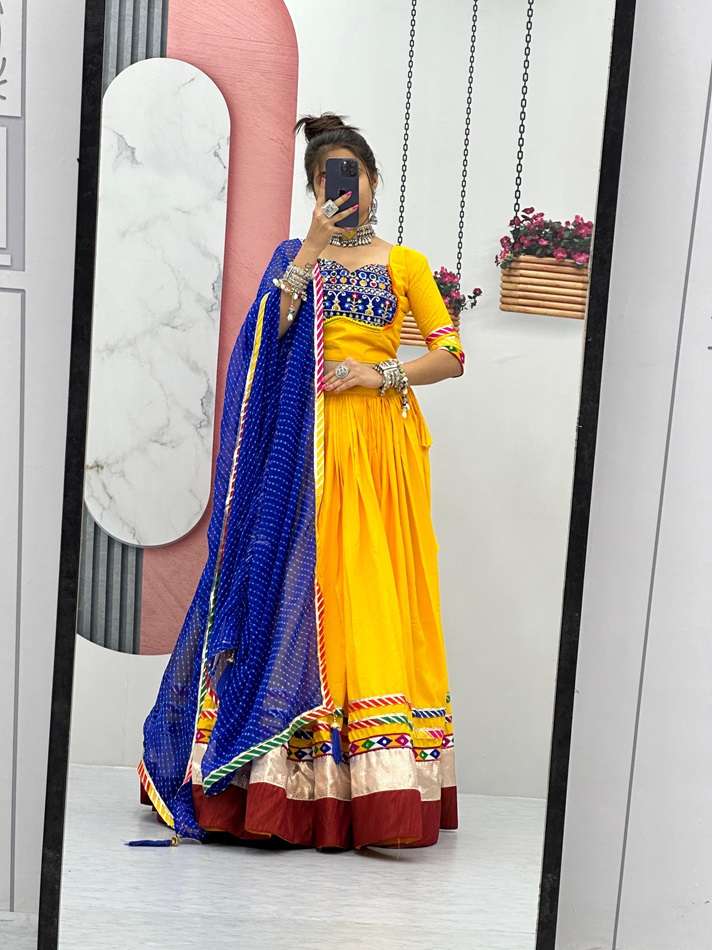 RM-035 BY ASLIWHOLESALE DESIGNER FANCY COTTON THREAD WORK LEHENGAS