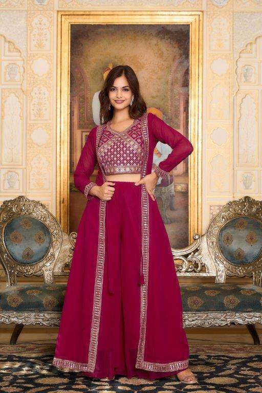 RM-036 BY ASLIWHOLESALE DESIGNER FANCY FAUX GEORGETTE THREAD WORK DRESSES