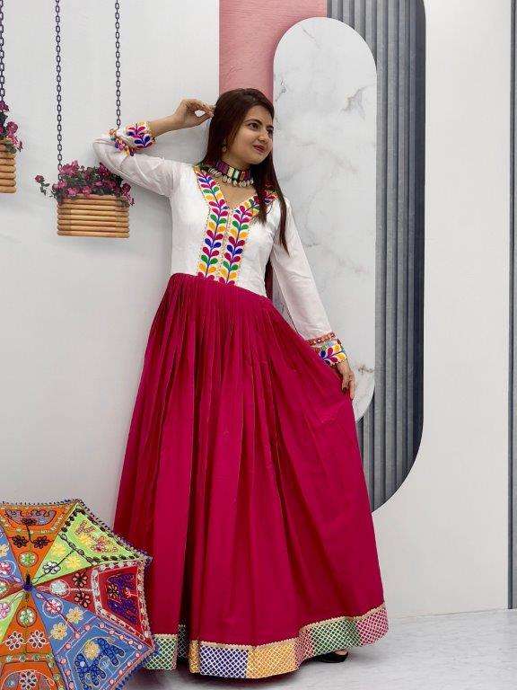 RM-036 BY ASLIWHOLESALE DESIGNER FANCY FIYONA COTTON THREAD WORK GOWNS