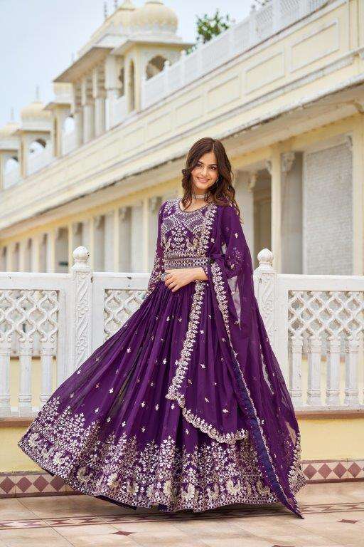 RM-041 BY ASLIWHOLESALE DESIGNER FANCY FAUX GEORGETTE THREAD WORK LEHENGAS