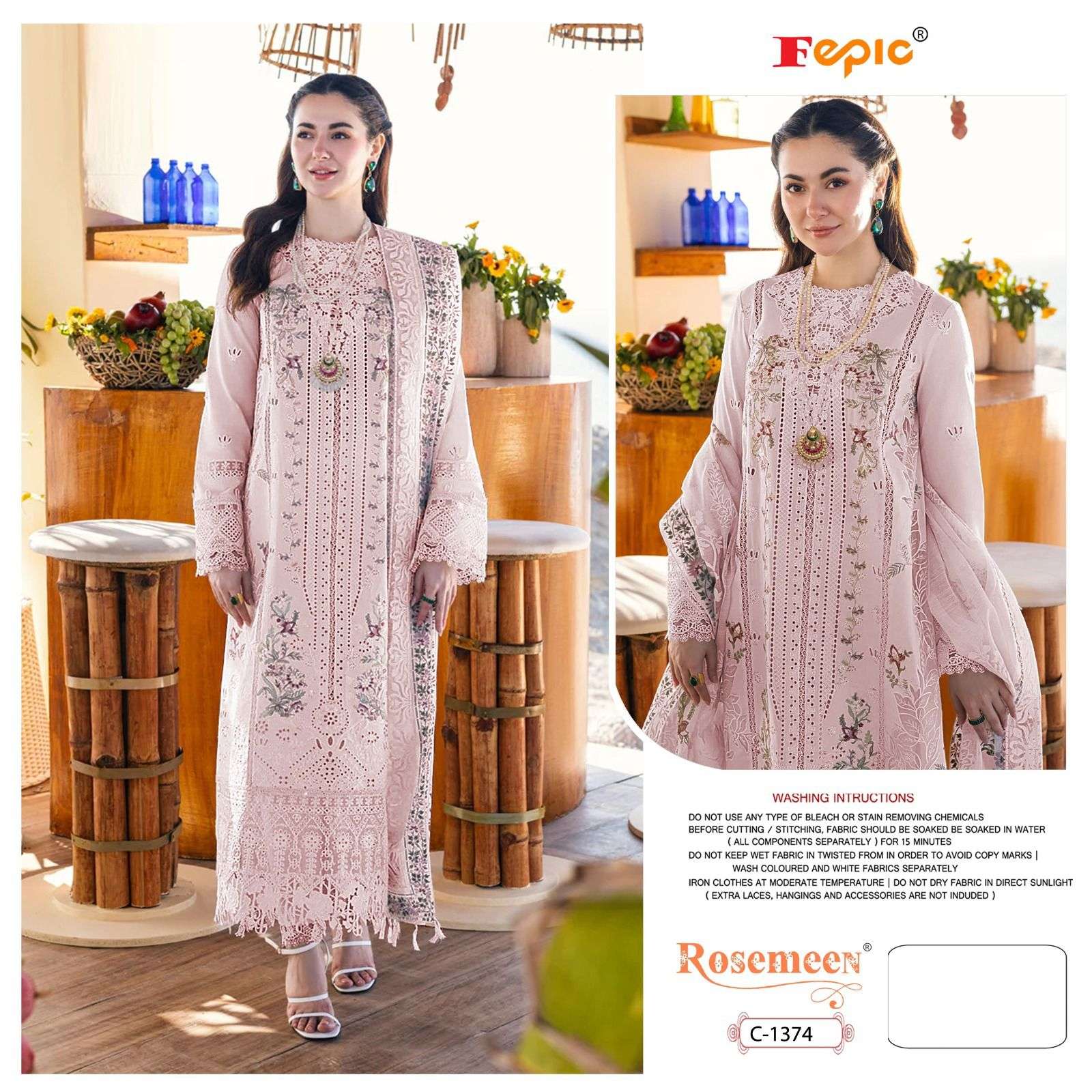 ROSEMEEN C-1374 COLOURS BY FEPIC DESIGNER COTTON EMBROIDERY DRESSES