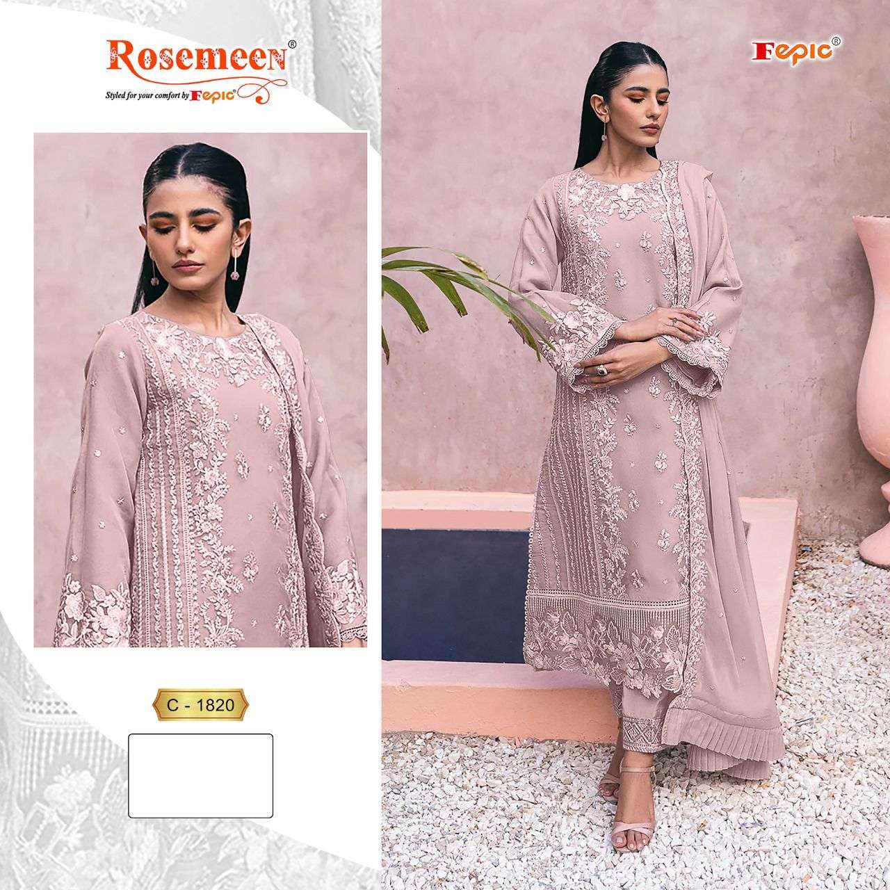 ROSEMEEN C-1820 COLOURS BY FEPIC DESIGNER GEORGETTE EMBROIDERY DRESSES