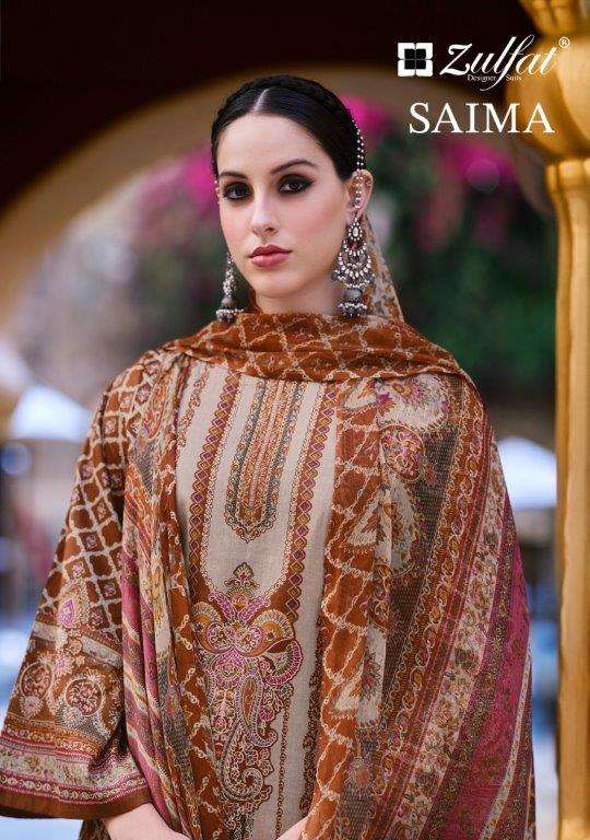 SAIMA BY ZULFAT 571-001 TO 571-008 SERIES DESIGNER COTTON PRINT DRESSES