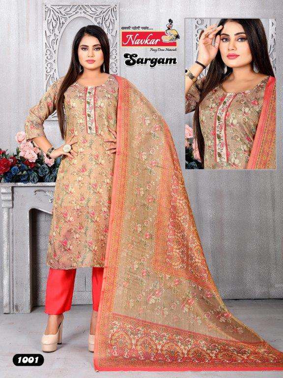 SARGAM VOL-01 BY NAVKAR 1001 TO 1008 SERIES COTTON PRINT STITCHED DRESSES