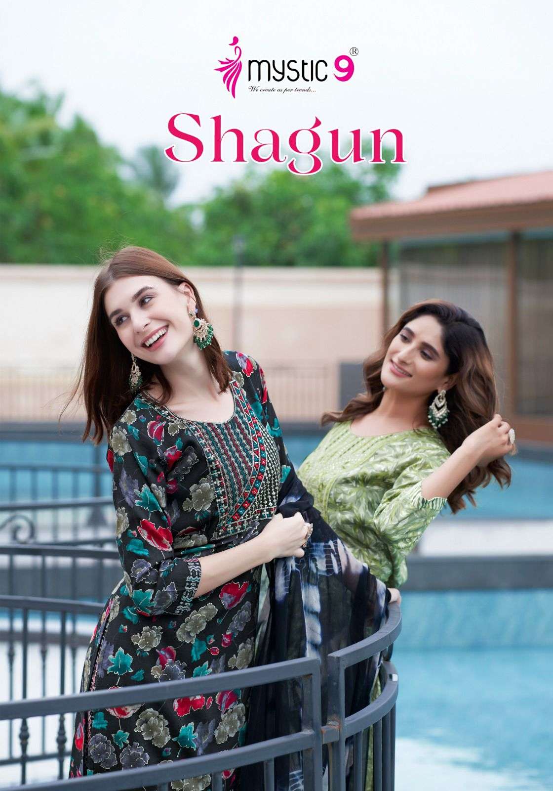 SHAGUN VOL-06 BY MYSTIC 9 6001 TO 6008 SERIES FANCY RAYON FOIL PRINT DRESSES