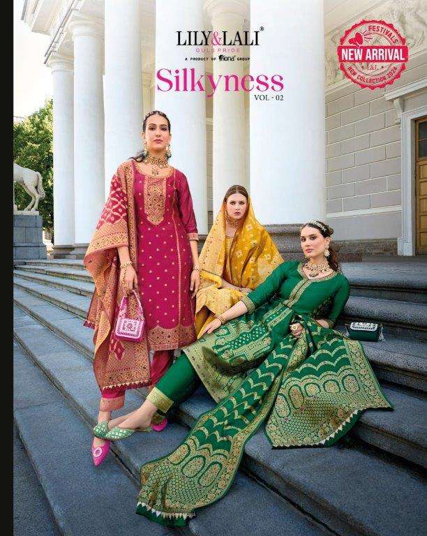 SILKYNESS VOL-02 BY LILY AND LALI 21101 TO 21106 SERIES ORGANZA JACQUARD DRESSES