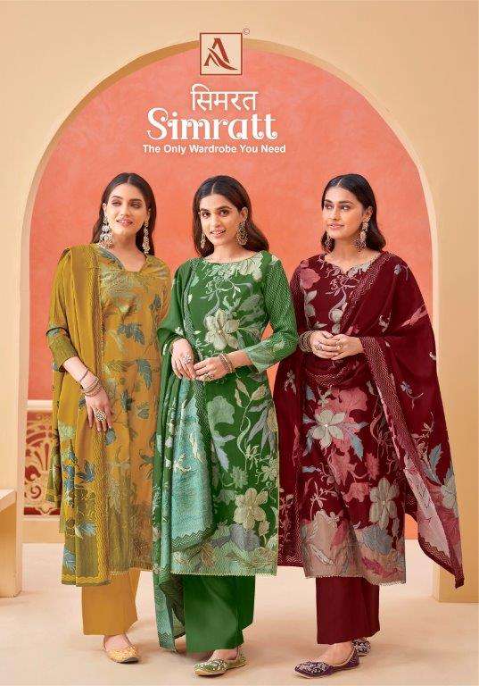 SIMRATT BY ALOK SUITS 1521-001 TO 1521-006 SERIES VISCOSE MODAL PRINTED DRESSES