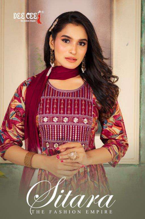 SITARA BY DEE CEE 1001 TO 1006 SERIES DESIGNER FANCY RAYON PRINT DRESSES