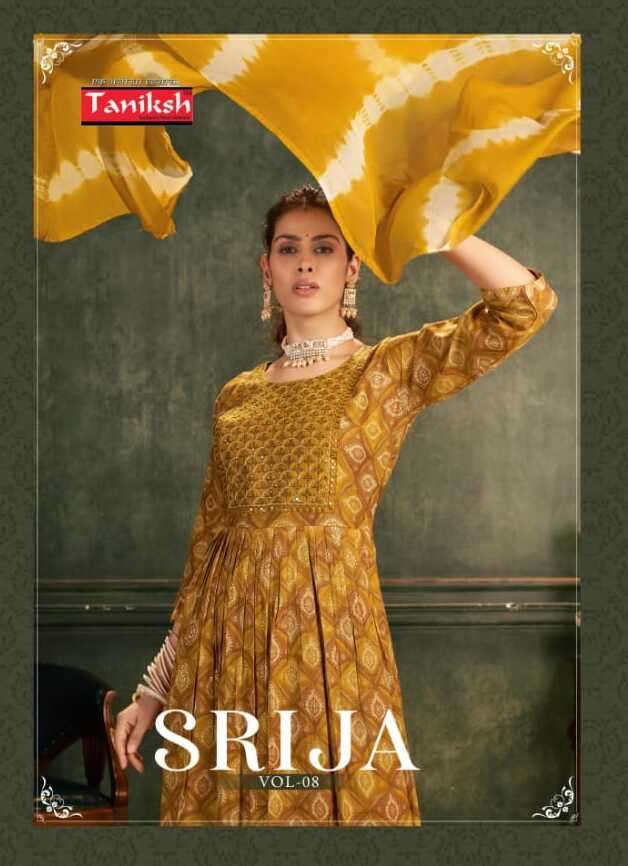 SRIJA VOL-8 BY TANIKSH 8001 TO 8008 SERIES DESIGNER RAYON STITCHED DRESSES