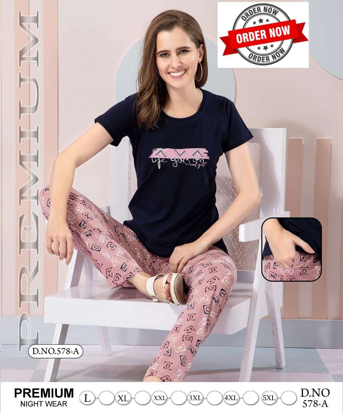 SUMMER SPECIAL 578 BY ASLIWHOLESALE HOSIERY COTTON PRINTED NIGHT DRESSES