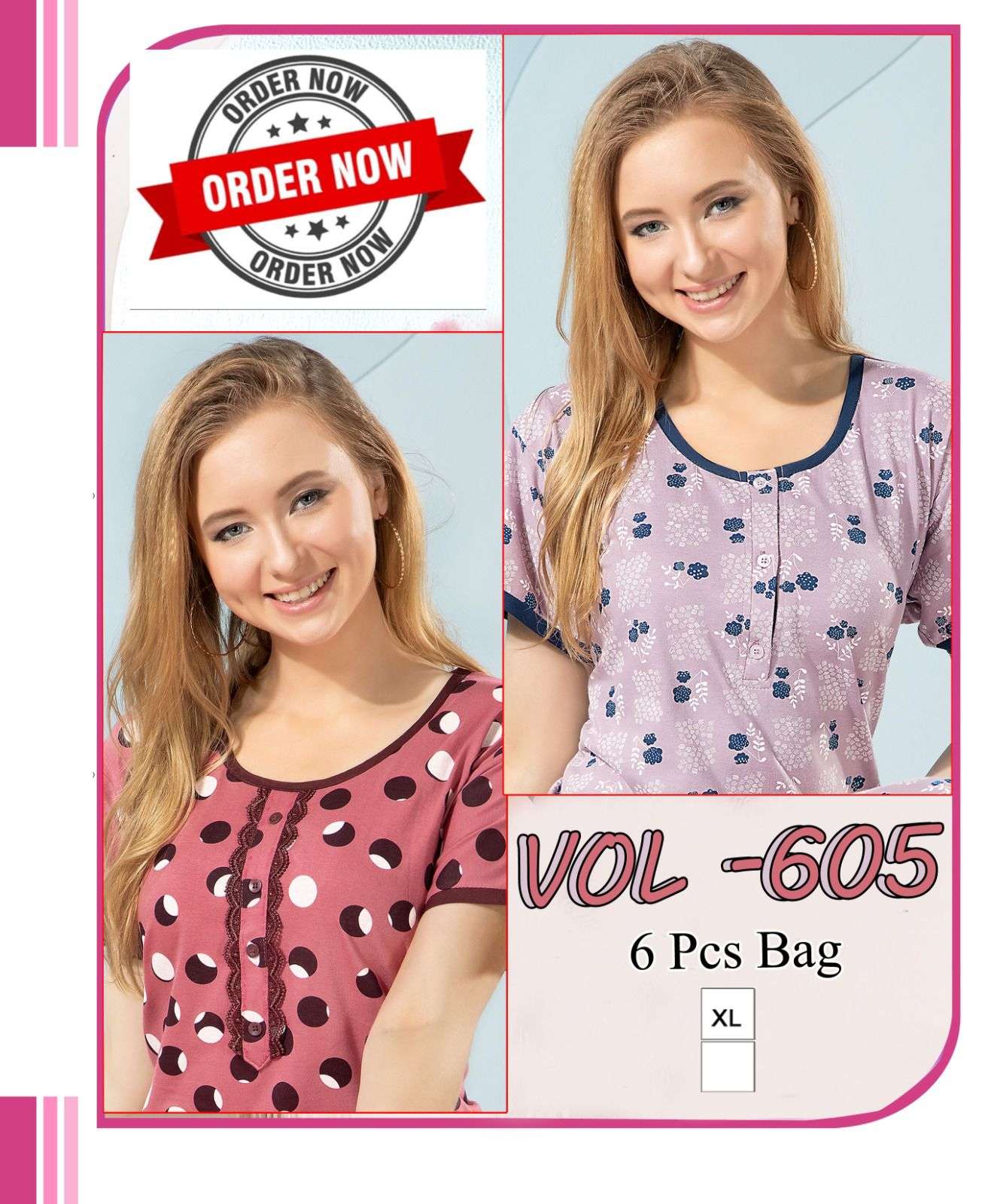 SUMMER SPECIAL 605 BY ASLIWHOLESALE HOSIERY COTTON PRINTED NIGHT GOWNS