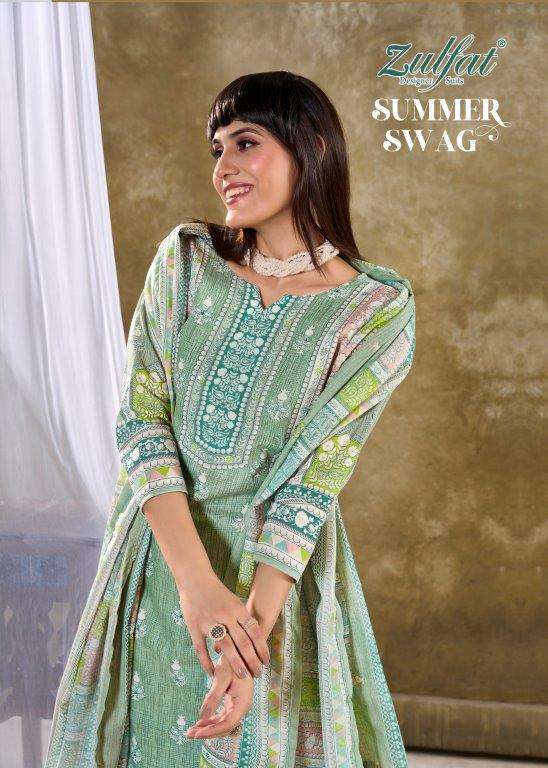 SUMMER SWAG BY ZULFAT 566-001 TO 566-006 SERIES DESIGNER COTTON PRINT DRESSES