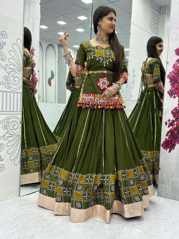 TAPI-162 BY ASLIWHOLESALE DESIGNER FANCY PURE COTTON THREAD WORK LEHENGA