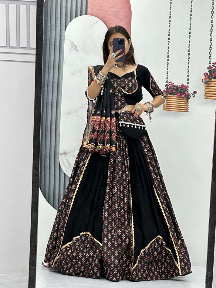 TAPI-177 BY ASLIWHOLESALE DESIGNER FANCY PURE COTTON  THREAD WORK LEHENGA