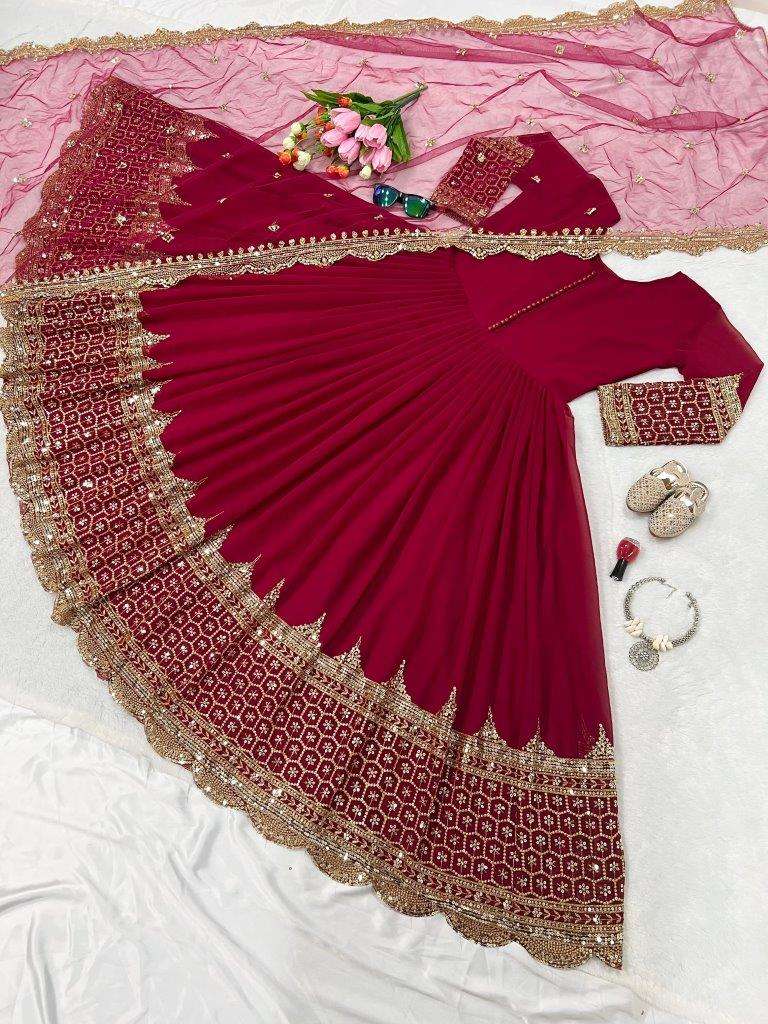 ZF-194 COLOUR BY ASLIWHOLESALE DESIGNER FAUX GEORGETTE WORK GOWNS