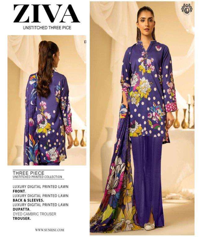 ZIVA BY ASLIWHOLESALE DESIGNER FANCY LAWN COTTON PRINTED DRESSES