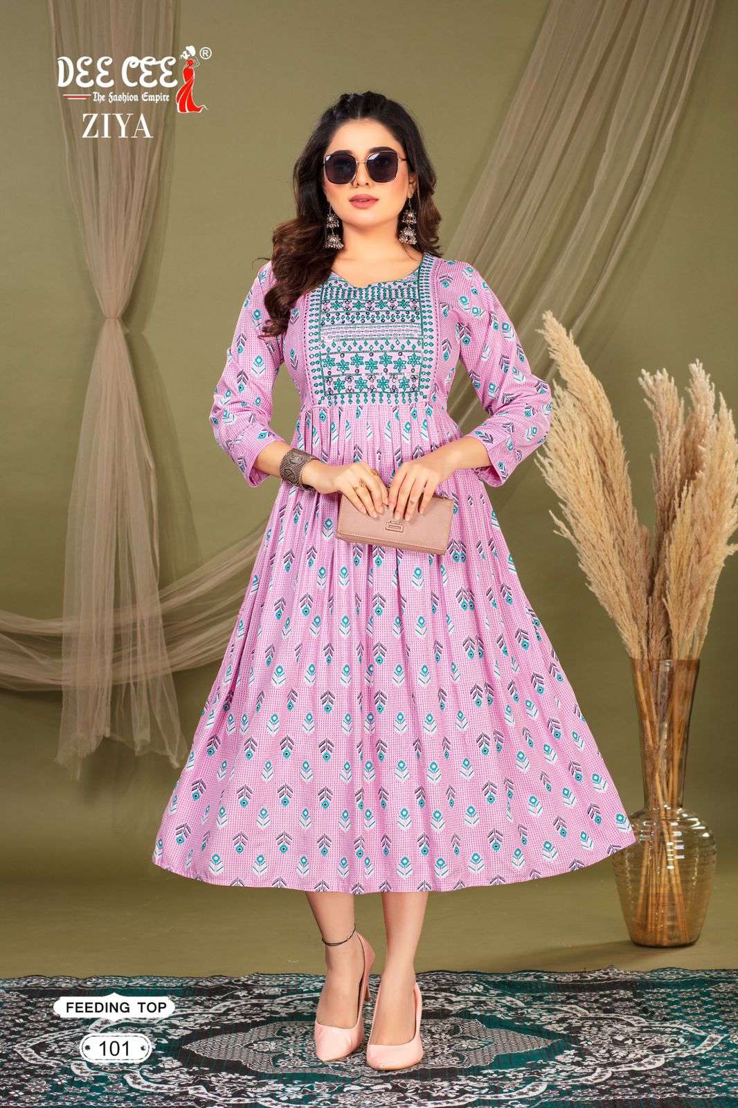 ZIYA BY DEE CEE 1001 TO 1006 SERIES DESIGNER FANCY RAYON PRINT KURTIS